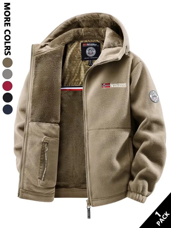 Veste de pêche hiver polaire capuche homme - Coupe-vent chaude sport running quotidien vacances