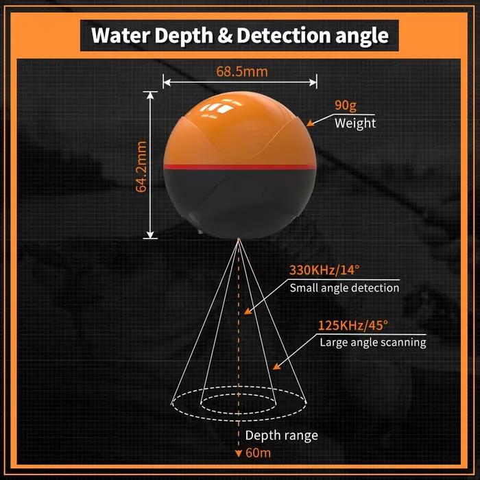 Détecteur de poissons Erchang F68 WiFi 100M sans fil pour iOS et Android - Sondeur écho pour lac et mer