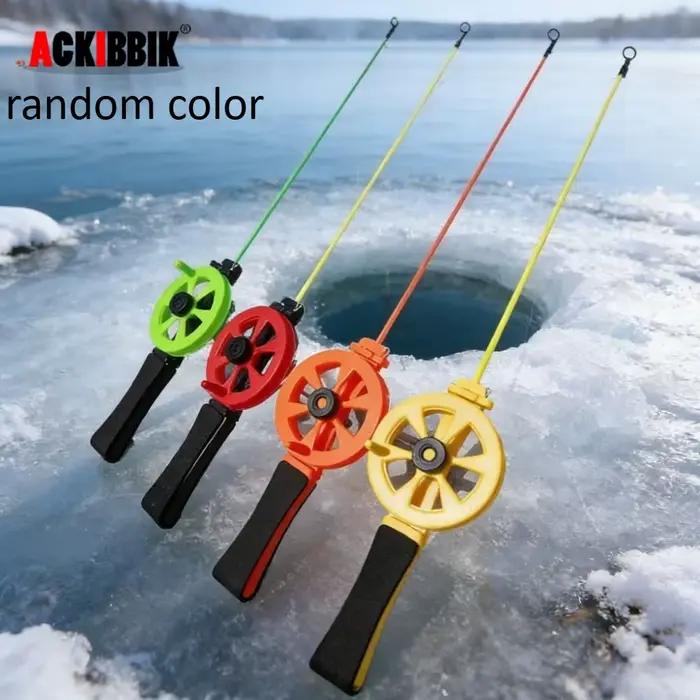 Canne à pêche sur glace mini 34.5cm - Accessoire pêche hivernale compact couleur aléatoire