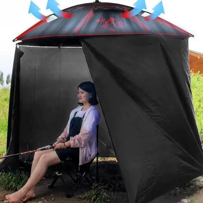 Parapluie pêche pliable universel imperméable protection solaire avec tablier plage camping