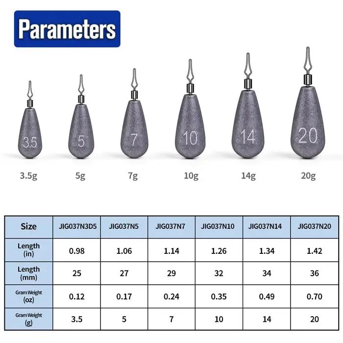 Plombs drop shot et têtes plombées pour leurres de 3.5g à 20g | Sinkers pour pêche aux leurres