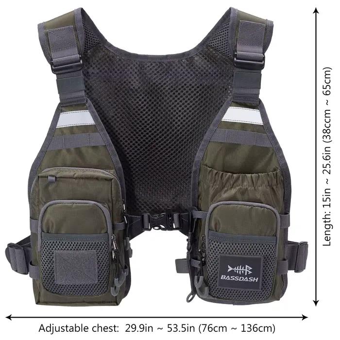 Gilet de pêche à la mouche ultra-léger Bassdash FV08 pour homme et femme, sac poitrine portable