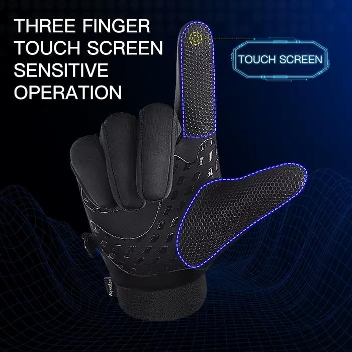 Gants vélo hiver homme étanches - Gants sports neige touchscreen windstop waterproof pour cyclisme hivernal