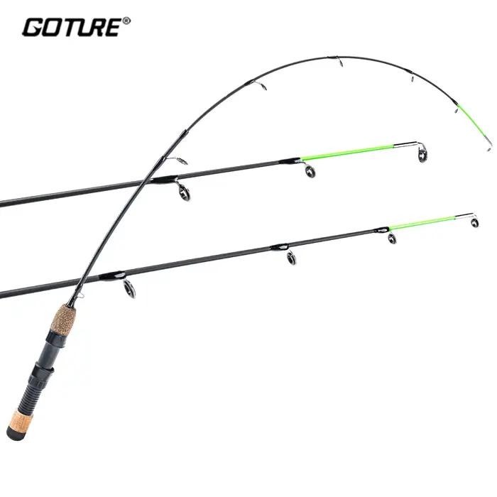 Canne à pêche sur glace portable Goture 32'' puissance M/MH 2 scions fibre de carbone hiver