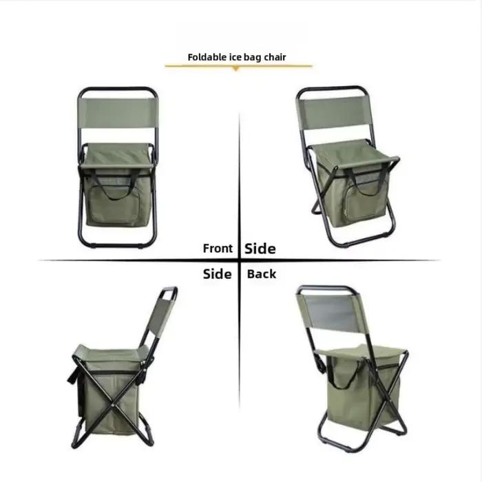 Chaise pliante extérieure 3-en-1 camouflage poney - Siège pêche camping glacière portable multifonction
