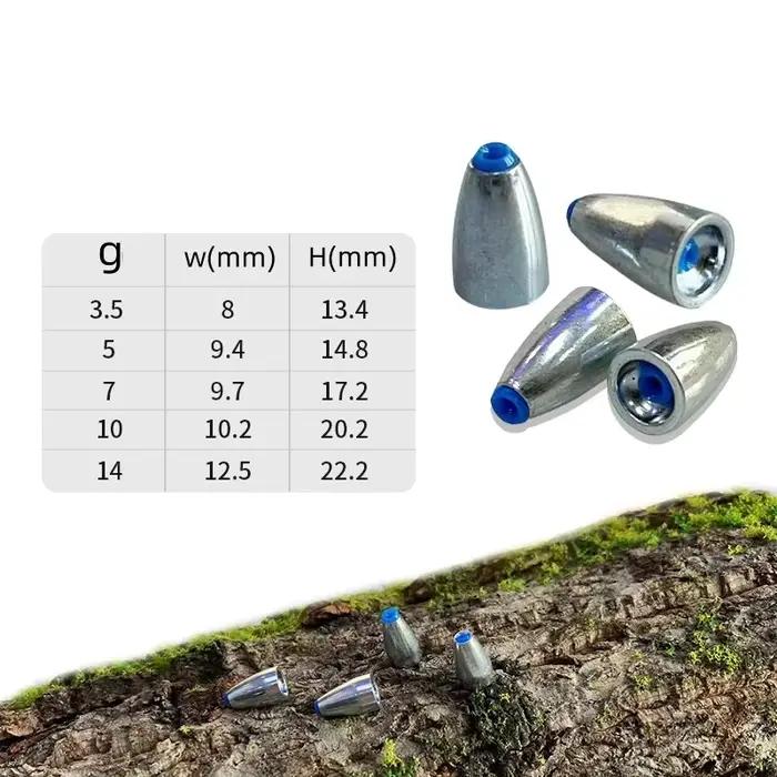 Plombs Bullet avec âme plastique 3.5g à 20g pour Texas Rig et Carolina Rig - Lot de 20