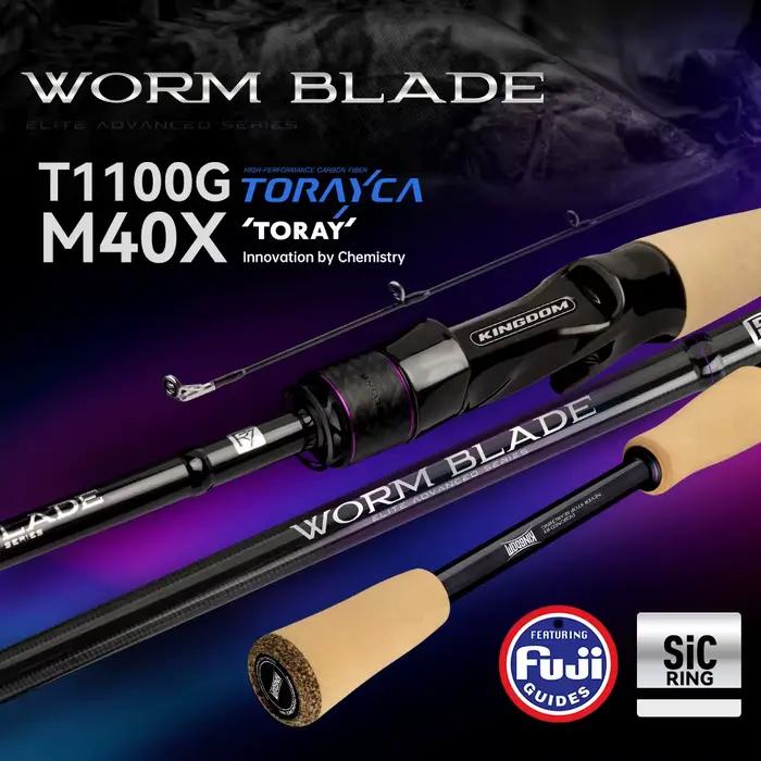 Canne à pêche Kingdom Worm Blade 1.95m à 2.04m carbone Toray 33T+40T pour pêche du bar