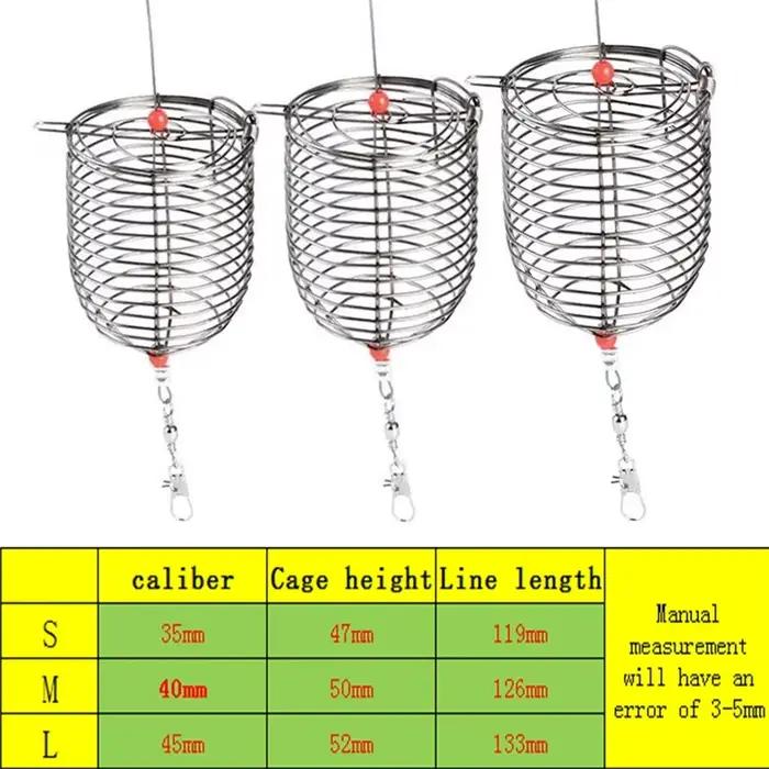Lot de 5 cages à appâts pêche en acier inoxydable pour amorce feeder et leurres accessoires