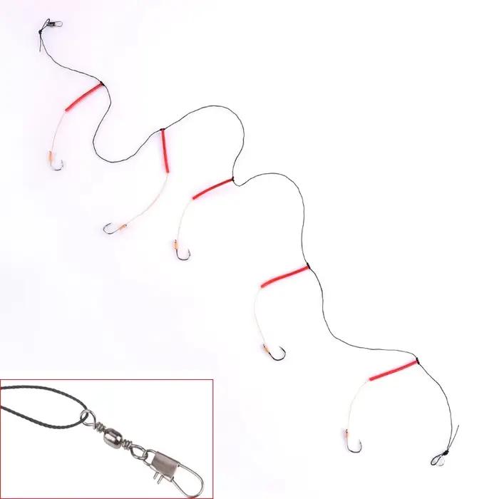 Hameçon acier carbone avec 5 petits hameçons swivel rigs pêche fond ksbing astring of hooks