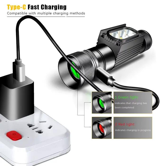 Mini lampe frontale SOLOLANDOR USB-C 18650 multicolore UV bleu jaune pour pêche spécialisée