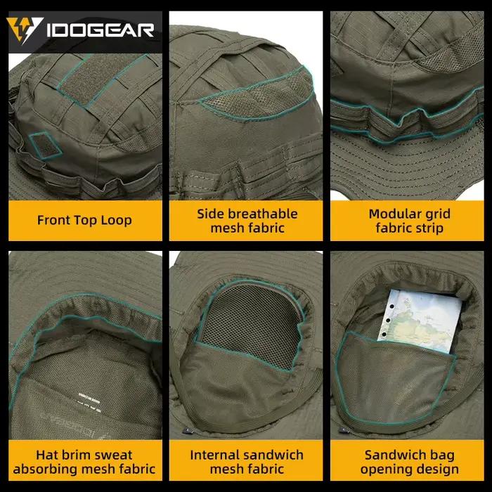 Chapeau boonie tactique IDOGEAR ajustable respirant pêche chasse protection solaire jungle