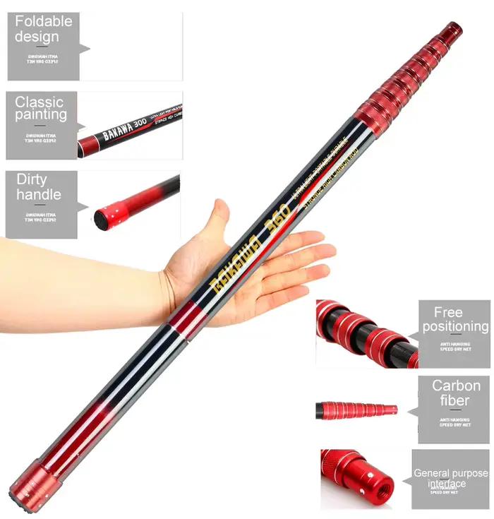 Filet de pêche télescopique pliable 4m - Filet carbone pour pêche à la mouche et en mer
