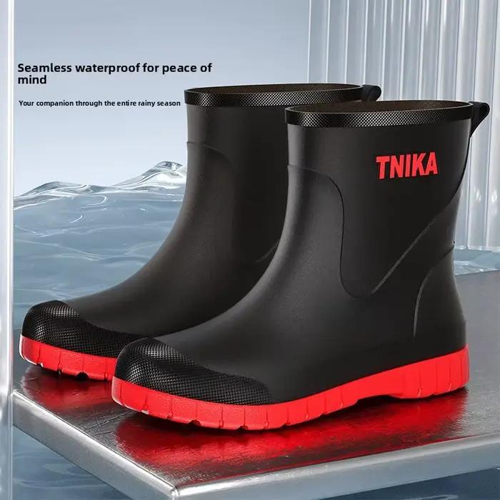 Bottes pluie homme mi-mollet pêche lavage auto antidérapantes mode européenne