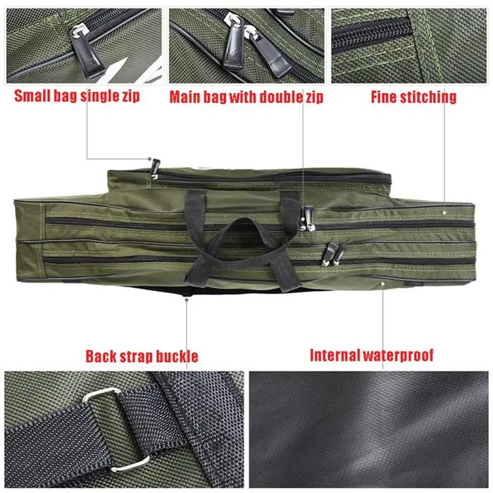 Sac pêche mer double couche 80cm ventru pliable - Rangement cannes matériel - Poche grande capacité