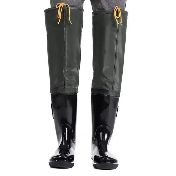 Pantalon de pêche imperméable renforcé avec bottes intégrées antidérapantes et résistantes à l'usure