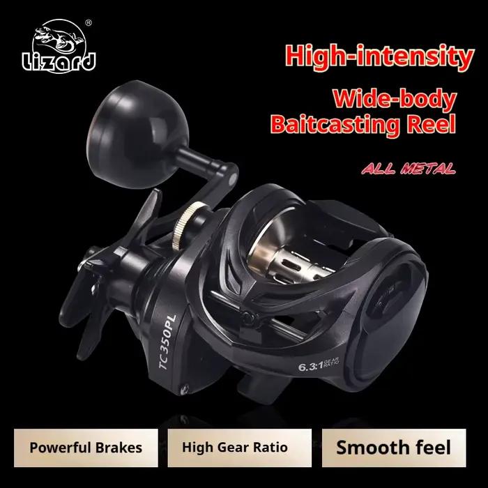 Moulinet baitcasting Lizard pour pêche en mer, grande capacité, bobine métal, idéal pêche offshore et leurres
