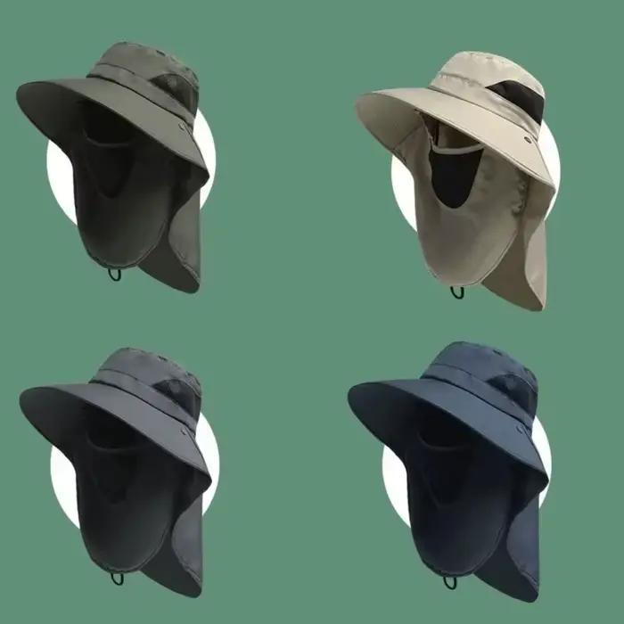 Chapeau de pêche UV protection été pour hommes femmes avec rabat cou nu pêche randonnée camping