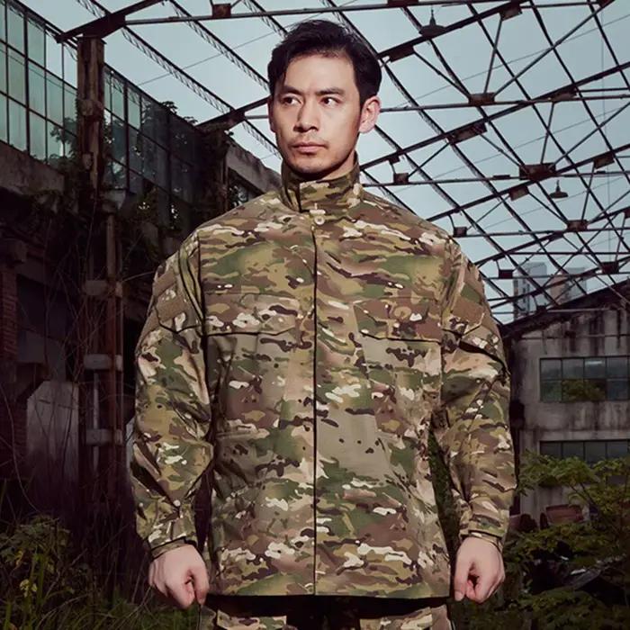 Veste camouflage combat tactique homme - Uniforme pêche extérieure manches longues coupe-vent