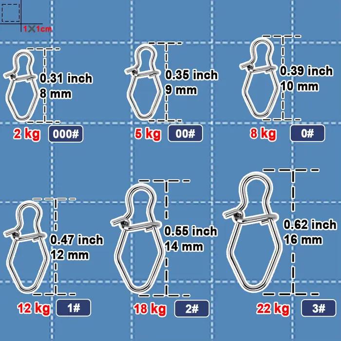 50 snaps de pêche en acier inoxydable 9KM - connecteurs rapides pour crankbaits et leurres