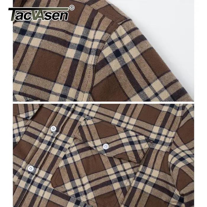 Veste chemise TACVASEN à carreaux doublée polaire pour pêche hivernale travail