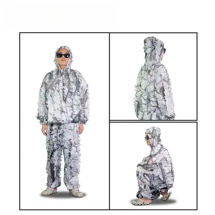 Combinaison Ghillie 3D feuilles camouflage jungle pêche chasse tir jeunes adultes motif feuillage
