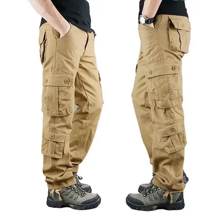Pantalon de travail multi-poches pour hommes - Loose résistant - Taille grande protection pêche