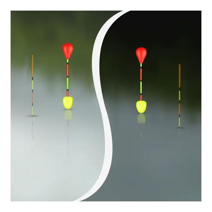 10 pièces flotteurs à queue démontables pour la pêche, visibles en rouge jaune vert, appâts et