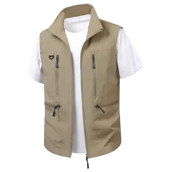 Veste sans manches pêche homme grande taille 6XL respirante et multifonction avec multiples poches