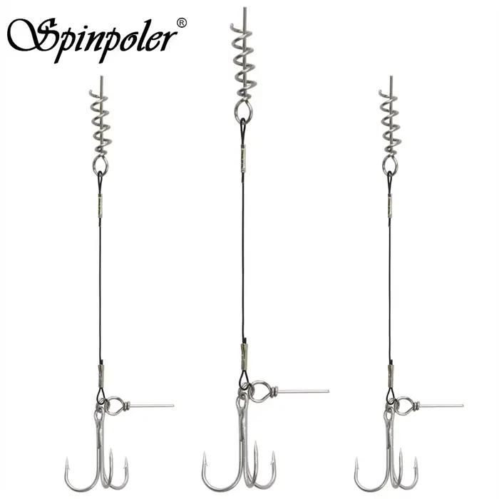 Montage pike fishing Spinpoler avec triple hameçon corkscrew pour leurres souples shad et softbaits