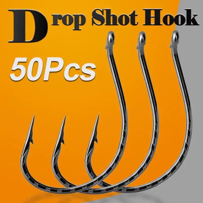 Lot 50 hameçons Drop Shot pêche fraîche - Crochets vers acier carbone pour bass perche silure