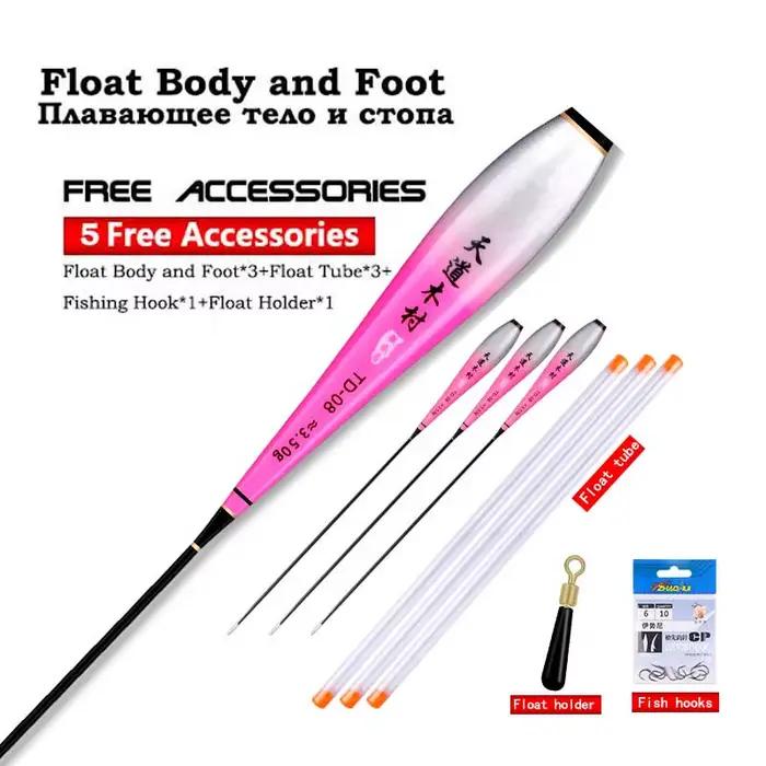 Kit pêche nocturne avec flotteurs lumineux nano, hameçons et porte flotteur pour pêche de précision