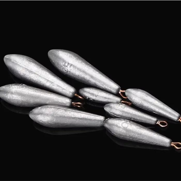 Lot de 5 plombs feuille de saule 30g 40g avec anneau et pied long pour pêche des carnassiers