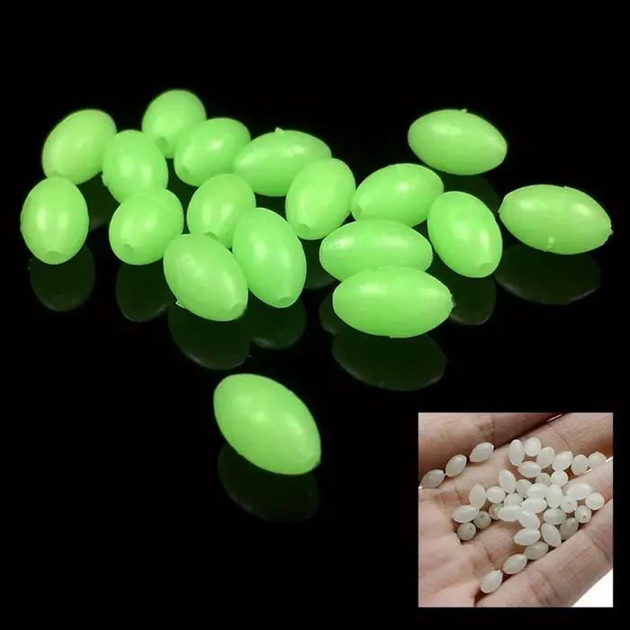 100 perles luminescentes fishing ovales - Perles durs/souples pour montages, set accessoires pêche