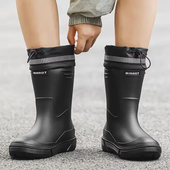 Bottes caoutchouc homme mi-mollet imperméables anti-dérapantes semelle épaisse - Chaussures eau livreurs pêche