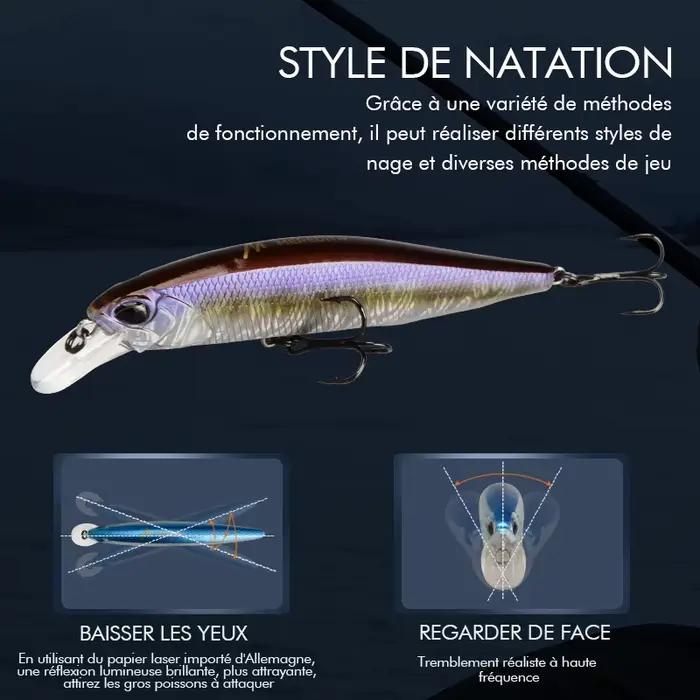 Leurre flottant minnow jerkbait 14g 24 couleurs profondeur 0.8-1.0m pour pêche professionnelle qualité