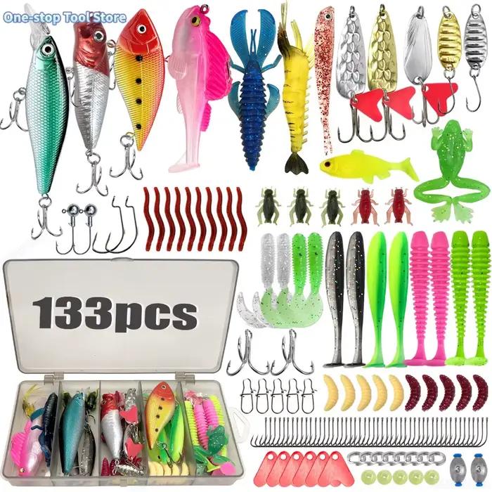 Kit de pêche multi-leurres 83 à 193 pièces pour truite, brochet et perche, boîte de rangement à compartiments