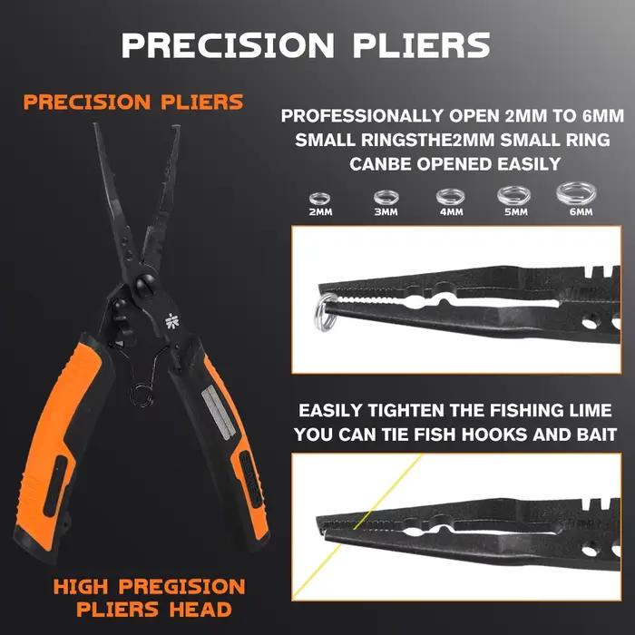 Pinces multifonctions ZUKIBO avec affûteur hameçon - outils pêche inox revêtement PTFE durable