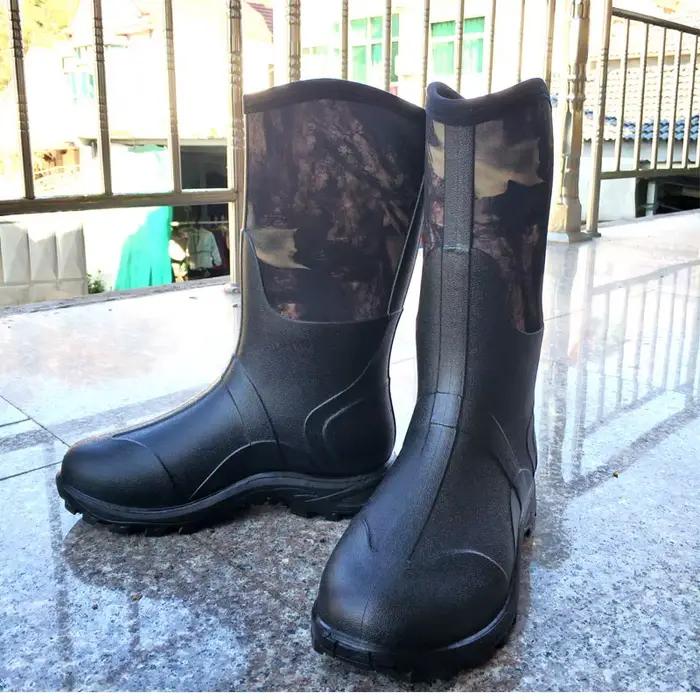 Bottes de pêche camouflage hautes tube PVC imperméables antidérapantes chaussures aquatiques wading