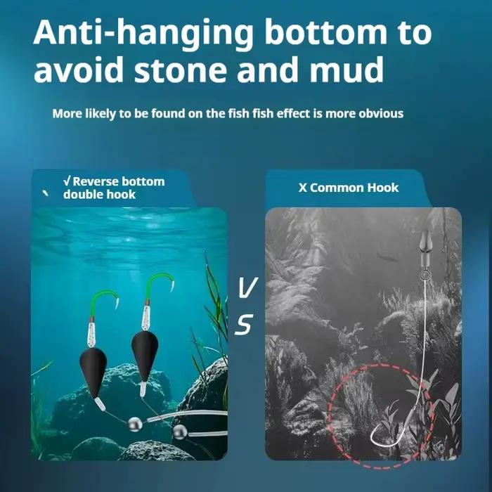 Flotteur de pêche inversé double hameçon haute sensibilité pour mer et eau douce