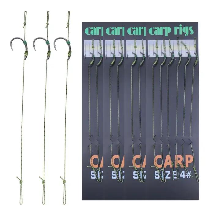 6 hair rigs carpe pré-montés avec hameçon acier allié et ligne tressée pour méthode feeder - Accessoires