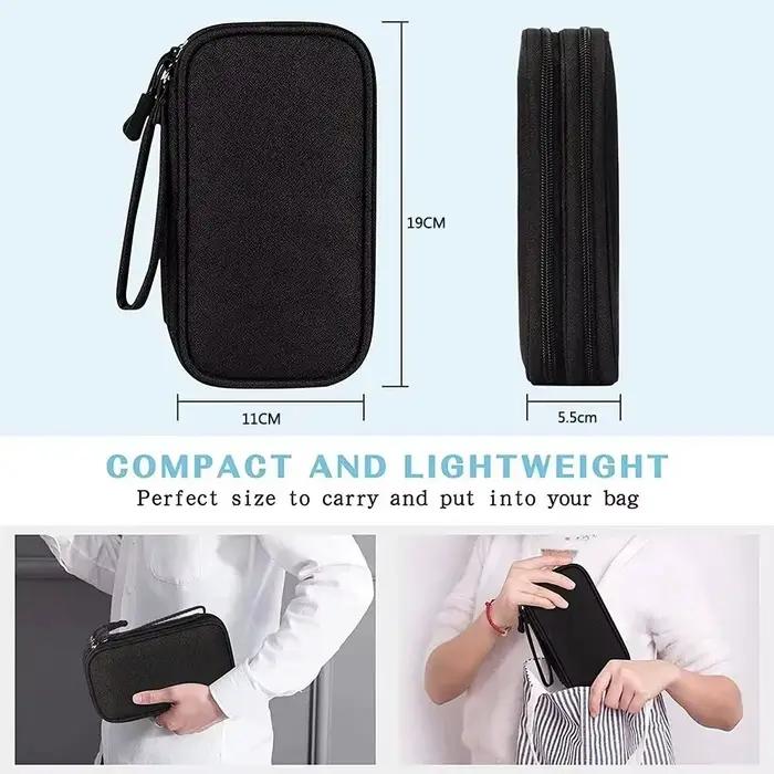 Pochette de rangement câbles étanche double couche - Organisateur voyage portable pour accessoires électroniques