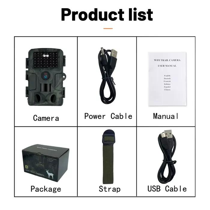 PR4000 caméra chasse WiFi Bluetooth 32MP IP66 étanche avec écran LCD 2 pouces vision nocturne