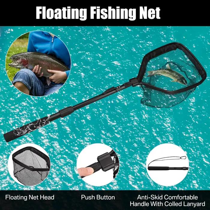 Filet de pêche télescopique 55-190cm saumon truite carpe silure débarquement flottant pliable capture facile