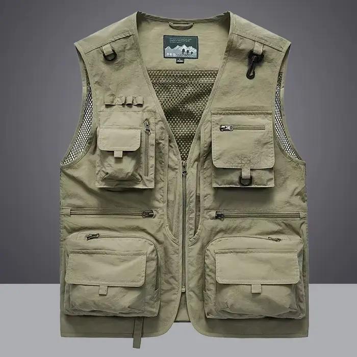 Veste tactique pêche homme 2025 avec poches multiples - Veste sans manches mesh pour photographe été
