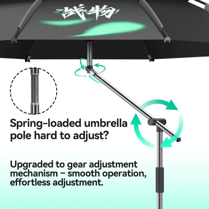 Parapluie de pêche pliable grand format UPF 50+ anti-vent portable réglable durable ombre soleil plage
