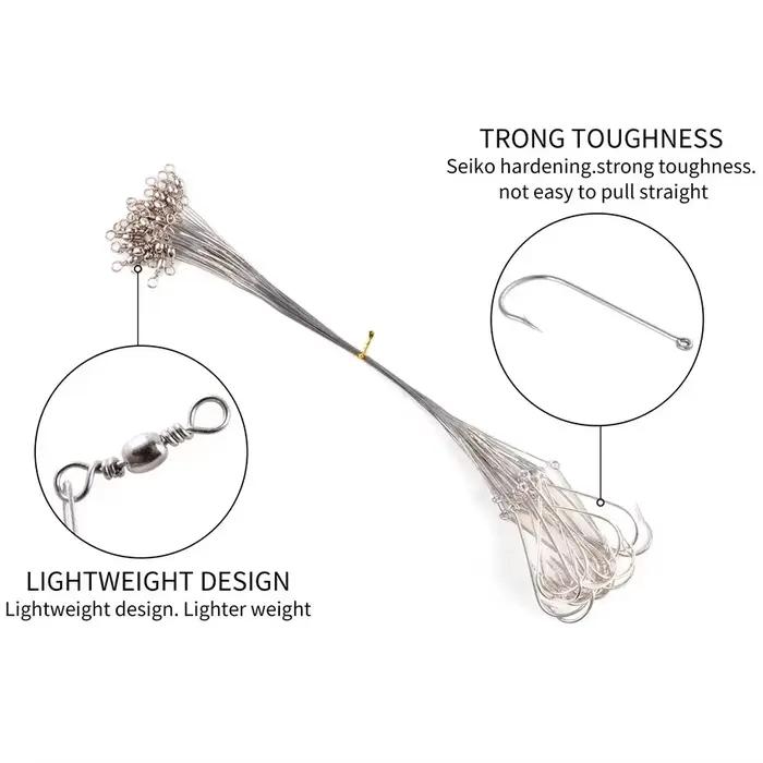 Bas de ligne anti-morsure acier 15cm avec émerillon - accessoire pêche résistant aux dents de poissons