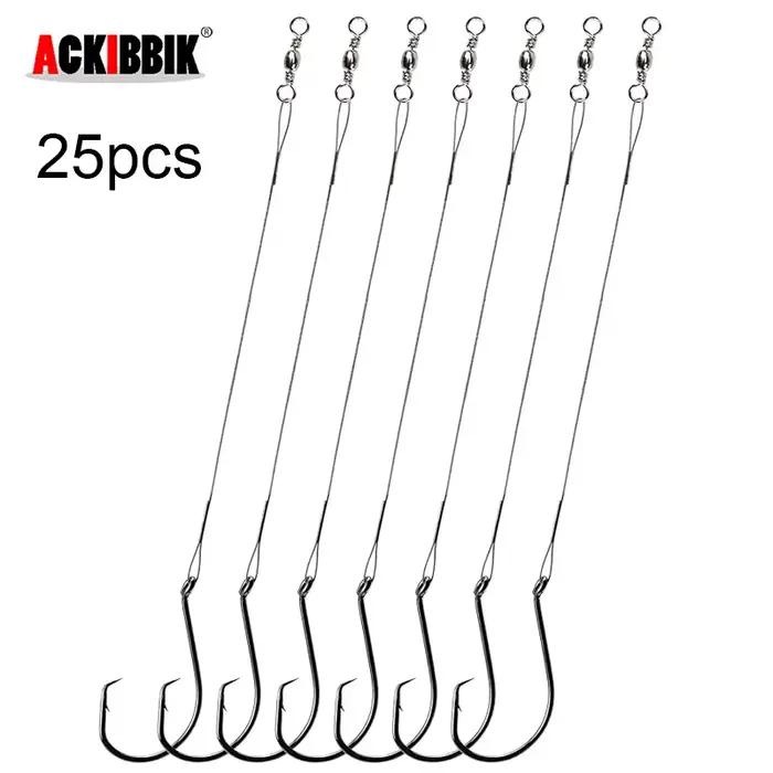 25 hameçons circle saltwater avec bas de ligne acier - Pour silure et bars taille 10/0 à 1/0