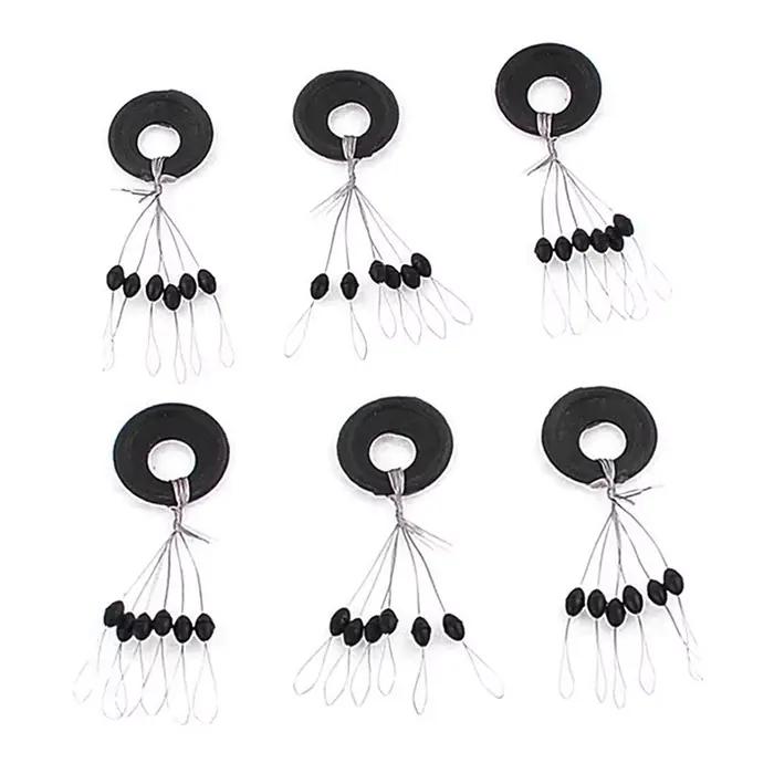 Flotteur pêche silure PRO BEROS 60 pièces 10 sets bouchon ovale en caoutchouc noir stopper ligne