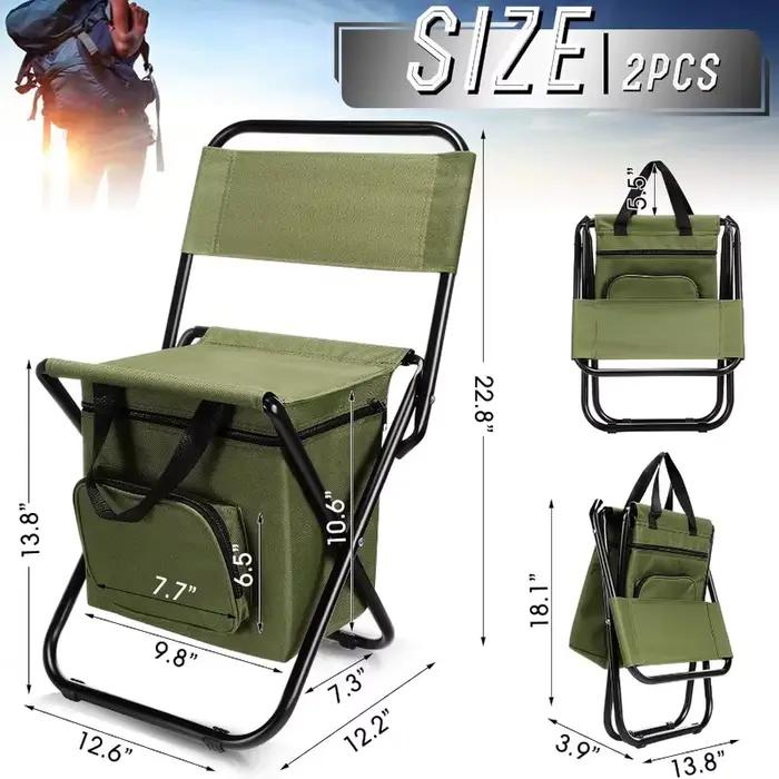 Chaise de pêche pliable avec glacière intégrée - Support 100kg pour pêche et camping