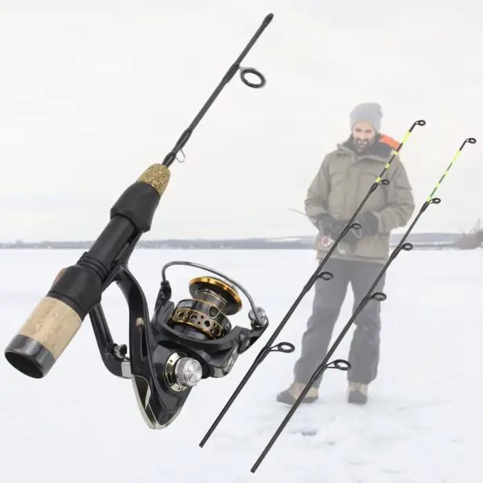 Combo canne glace 60cm 2 pointes + moulinet - Set pêche hivernale carbone nouveau